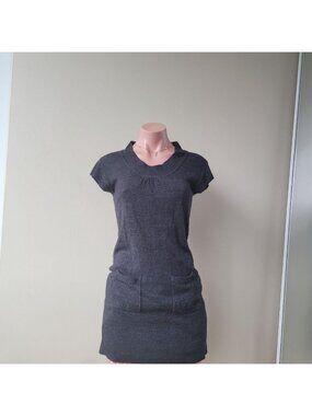 Request Grey Knit Acrylic Front Pockets Bodycon Mini Dress (L)